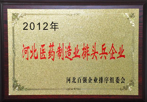 我公司入選2012年河北醫(yī)藥制藥業(yè)排頭兵企業(yè)名單